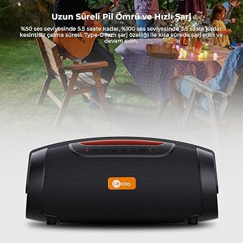 Lecoo DS151 Kablosuz Bluetooth 5.0, 40W Güçlü Ses, RGB Aydınlatmalı, IPX5 Suya Karşı Dayanıklı, TWS Boombox Stereo Taşınabilir Hoparlör
