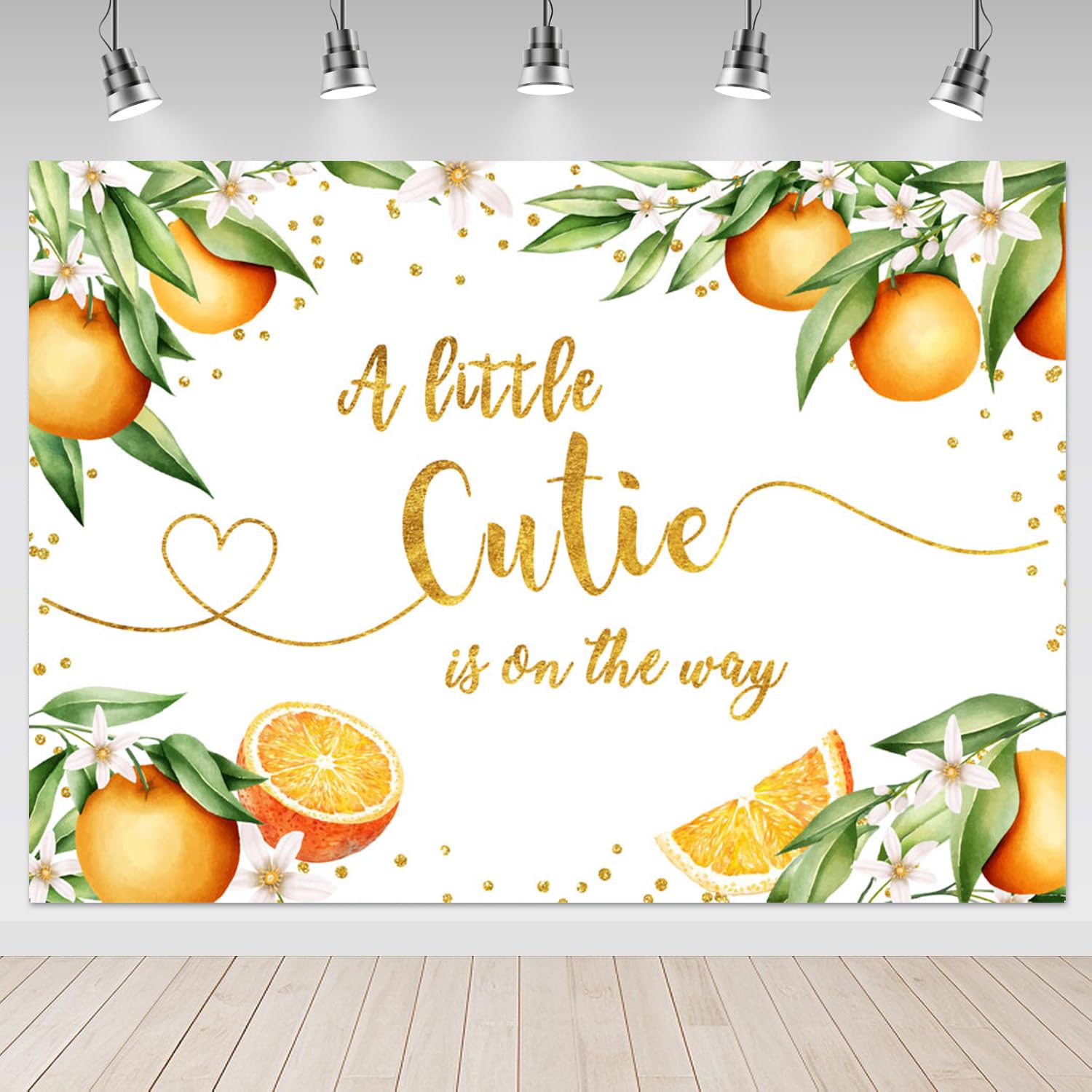 Mocsicka Orange Baby Shower Backdrop 7x5ft - A Little Cutie is on The Way Citrus Party Backdrops, Tangerine Baby Shower Photography Background