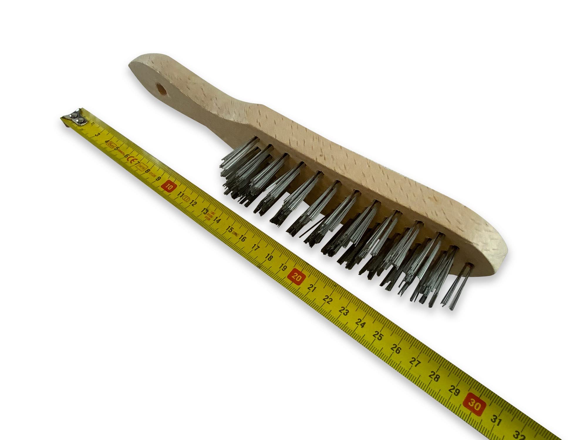 Kibros Brosse métallique main soudeur inox 4 rangs haute densité hêtre