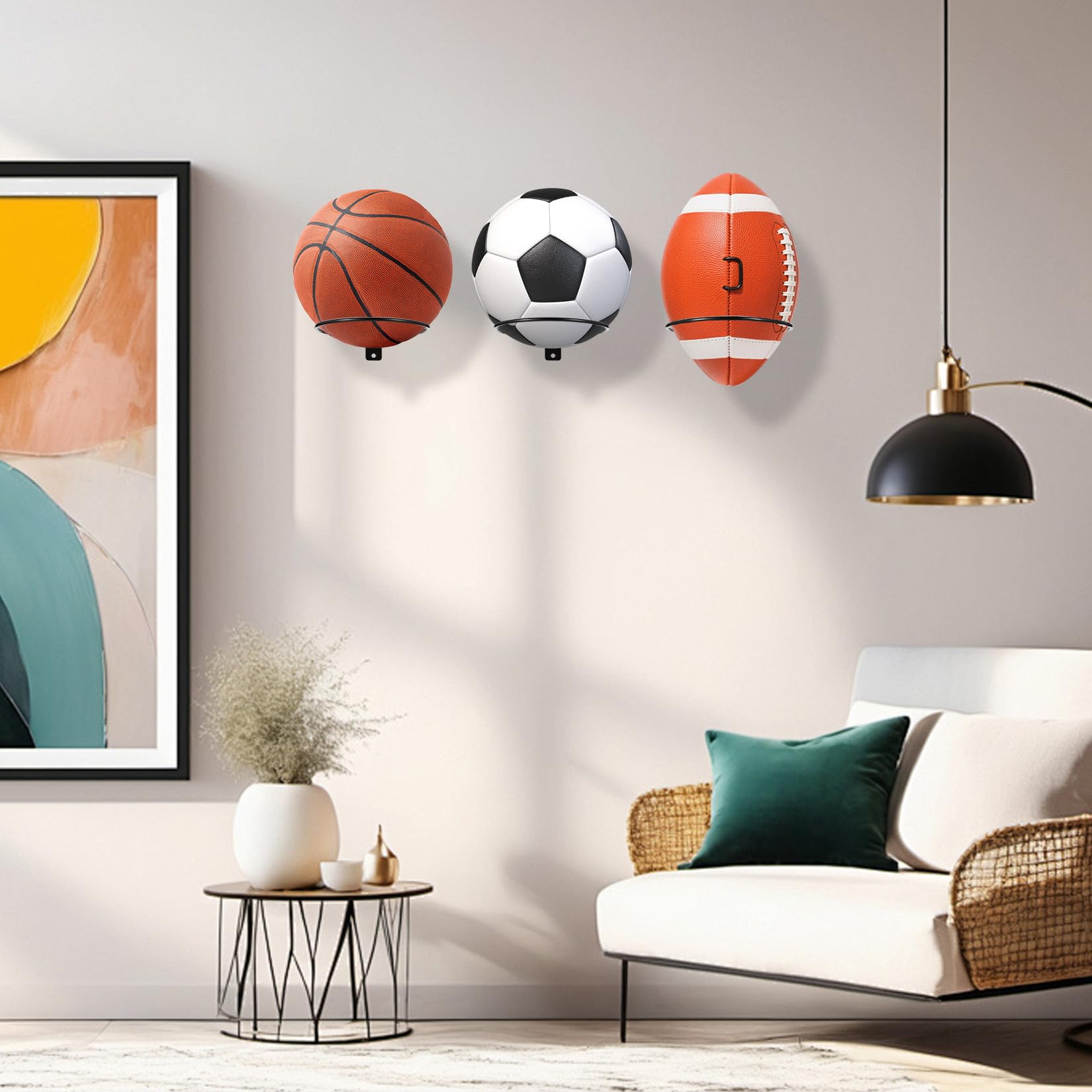 6 Pcs Support Mural Ballon, Support Ballon Foot, Support Rangement Ballon Foot Basket, Support Mural de Football, Porte Ballon Mural, Support de Stockage pour Ballons de Basket-ball Volley Rugby