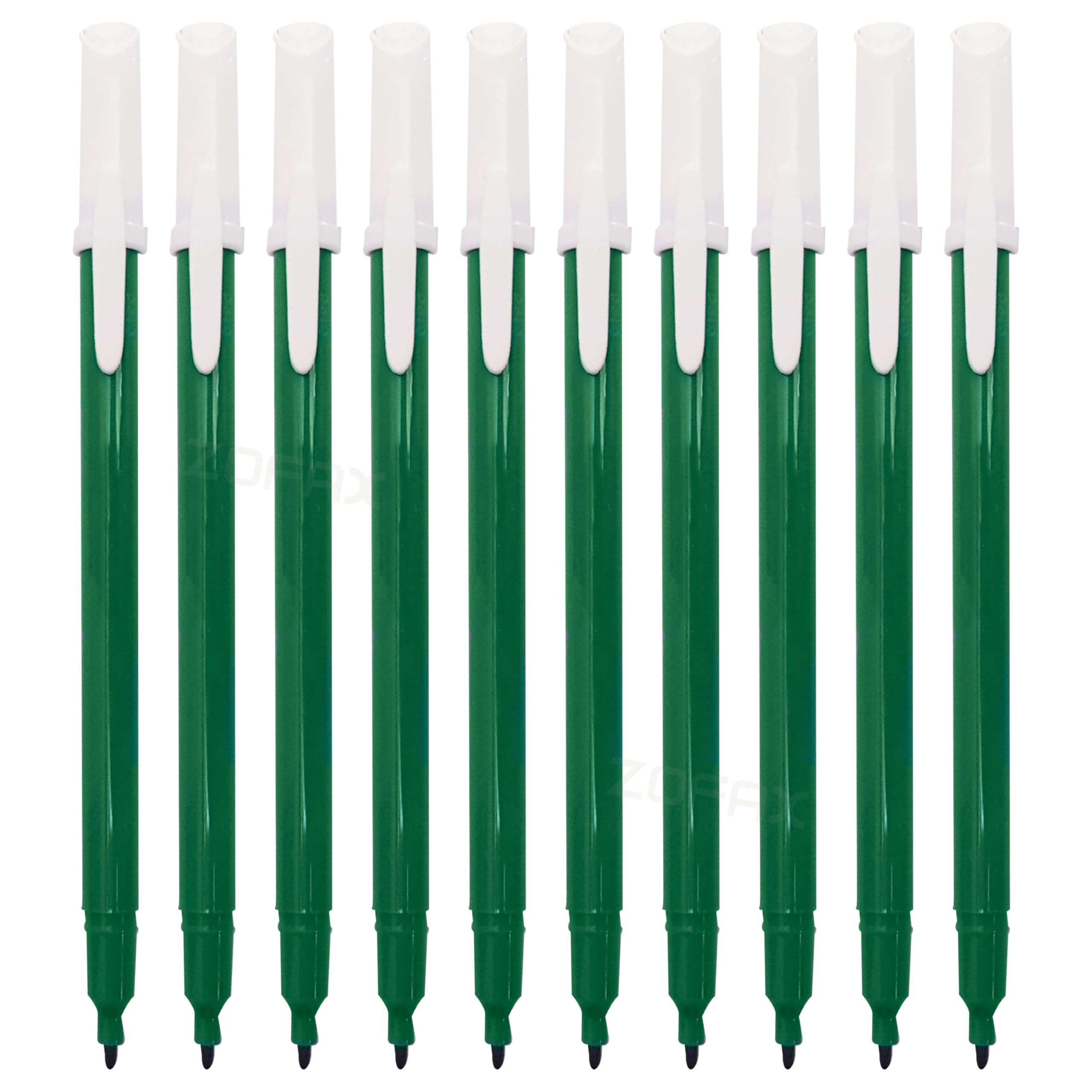 Feltra Felt Tips Colouring Pens, GREEN, Pack of 10, Draw Sketch Mark Write Felt Pens, Arts Crafts Activities School Office Home Use, iZOFAX