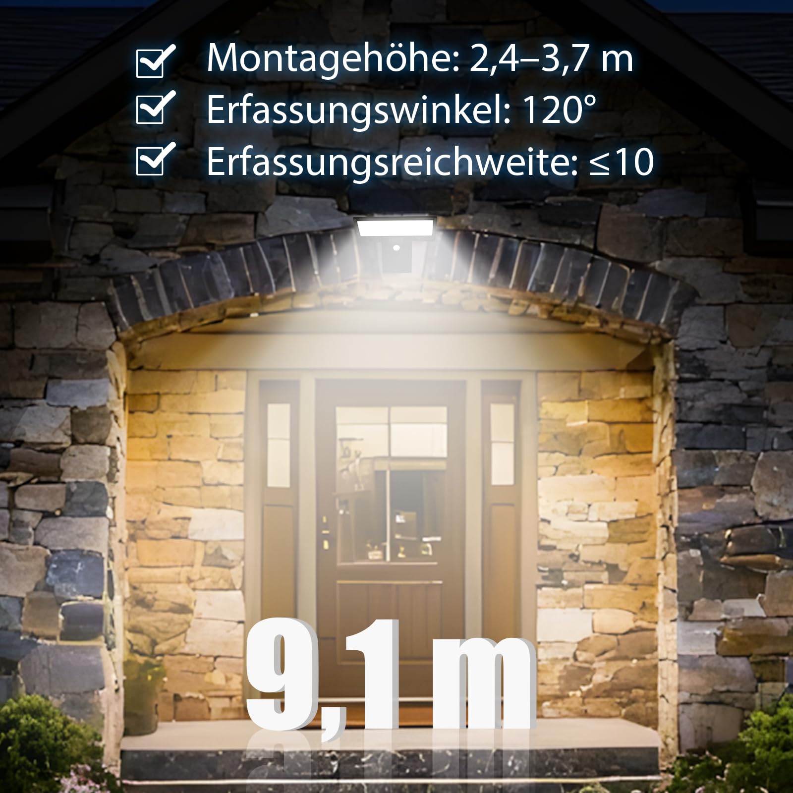 JESLED Solarlampen für Außen, 90 LED, Superhelle Solarleuchte mit Bewegungsmelder Sicherheitswandleuchte 3 Modi Wasserdichte Wandleuchte Garten.Batterie austauschbar, 1 Stück