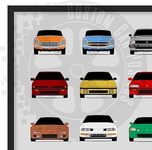 Vista 4 de Handmade Poster compatible with Honda Evolution Print Wall Art Décor Best Honda Generations - Multi, 8x10" Metallic Print (Unframed) - Gift for Car