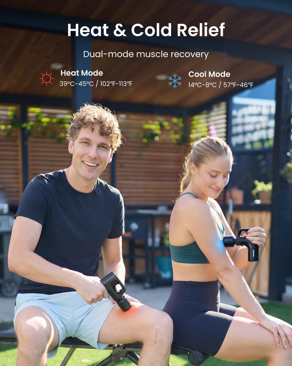 RENPHO Active Mini Thermacool Massage Gun with Heat and Cold, Valentine's Day Gifts, Percussion Deep Tissue Back Massager Ergonomic Design 5 Speeds for Muscle Therapy, FSA Eligible, Travel Case HSA - Image 4