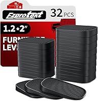 Ezprotekt 32-Pack Silicone Furniture Levelers - Stackable Anti-Wobble Shims for Tables, Chairs, Beds, Toilets & More (Black)