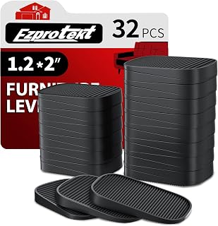 Ezprotekt 32-Pack Silicone Furniture Levelers - Stackable Anti-Wobble Shims for Tables, Chairs, Beds, Toilets & More (Black)