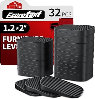 Ezprotekt Furniture Levelers, 32 Pcs Silicone Shims for Leveling, Multi-Purpose Furniture Leveling Feet, Anti-Wobble Pad for Chair Table Sofa Couch Bed Toilet for Home Improvement (Black)