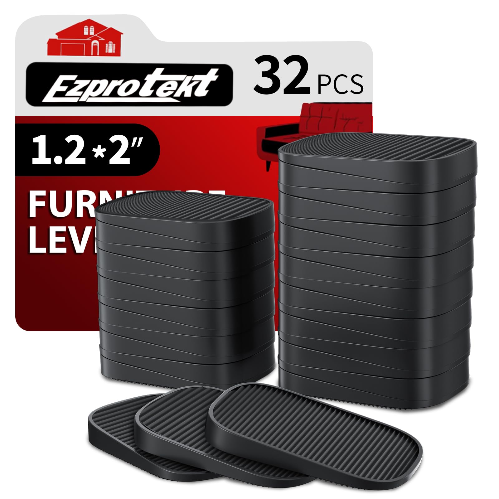 Ezprotekt Niveladores de muebles de goma: mantén estable tu sofá, armario y tocador