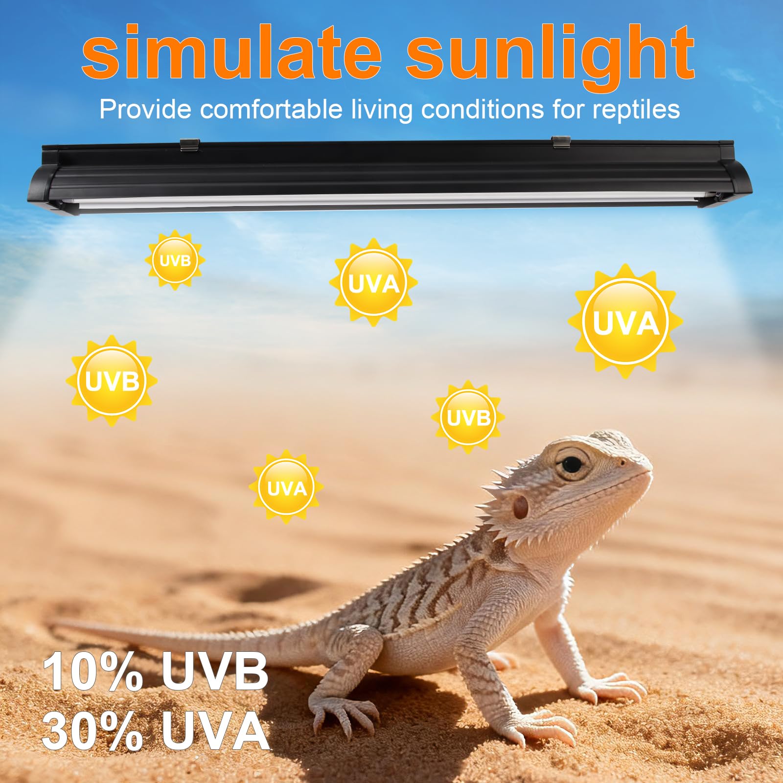 T5 UVB Light for Reptiles, 10.0 8W HO UVA UVB Reptile Light Fixture, 12 Inch Lamp Tube for Bearded Dragon, Tortoise, Lizards, Reptiles and Amphibians - image 3