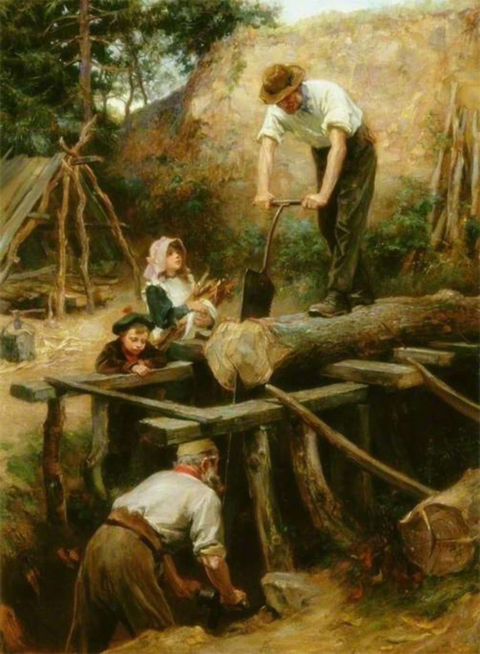 ARTXLXXBN Famous Prints Artwork Pictures Poster Painting Art Woodsawyers Ralph Hedley Artwork Landscape Pictures for Home Decor 60x90cm