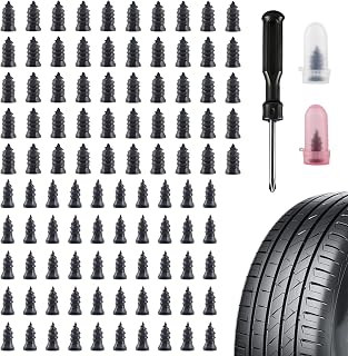 100 PCS Tire Repair Rubber Nail Kit, Vacuum Tire Repair Kits Spiral Rubber Nails, Self-Service Screw in Tire Repair Plugs for Car, Truck, Motorcycle, Tractor Tire Puncture Repair
