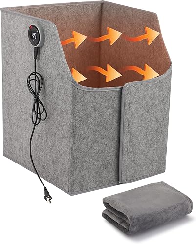 Calentador para debajo del escritorio con manta, calentador de espacio plegable de 5 pliegues con temporizador y termostato, calentador eléctrico de