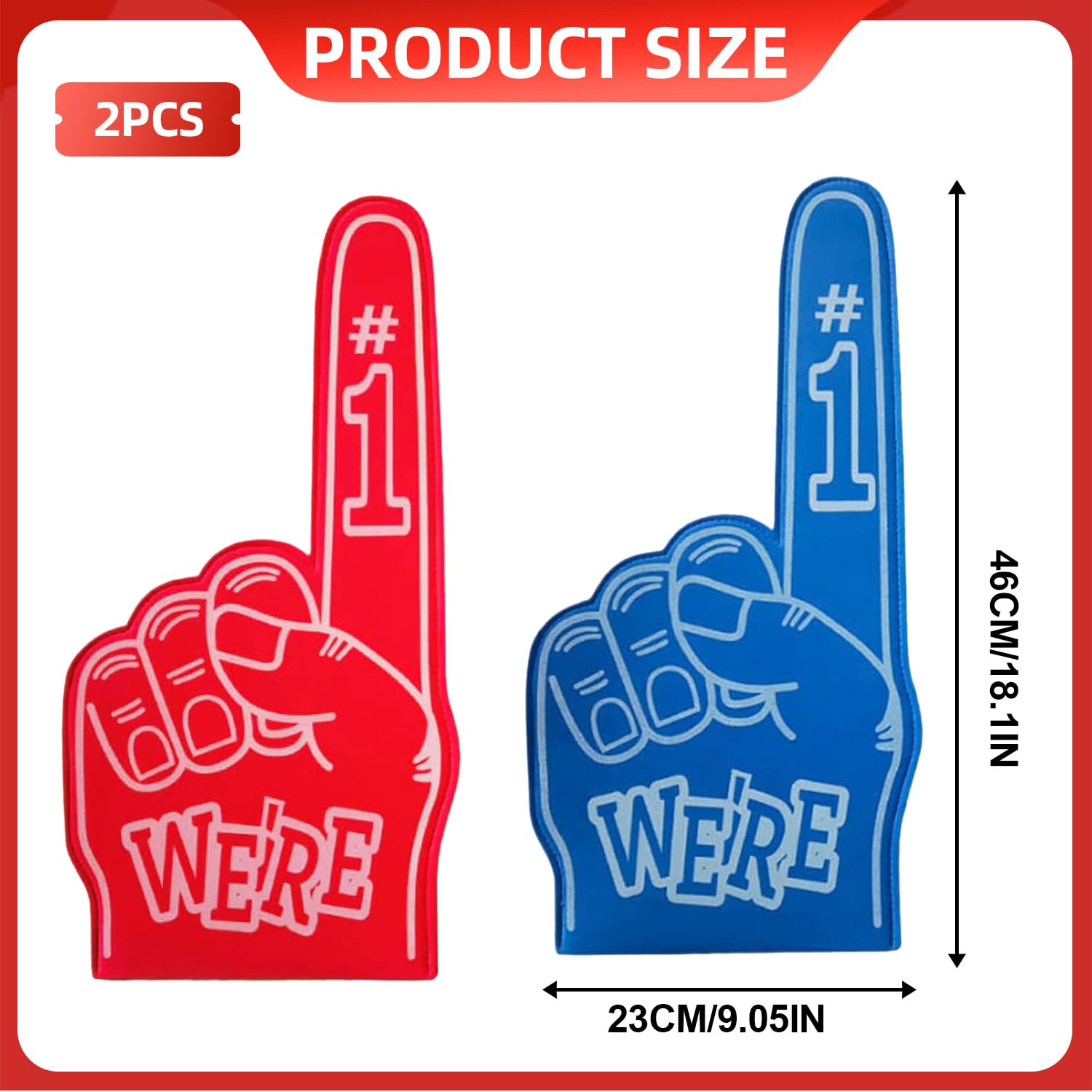 2PCS Foam Finger, Gladiator Foam Hand Finger for Sports Events & Costumes, Reusable Foam Hands for Fans Cheerleading - Image 2