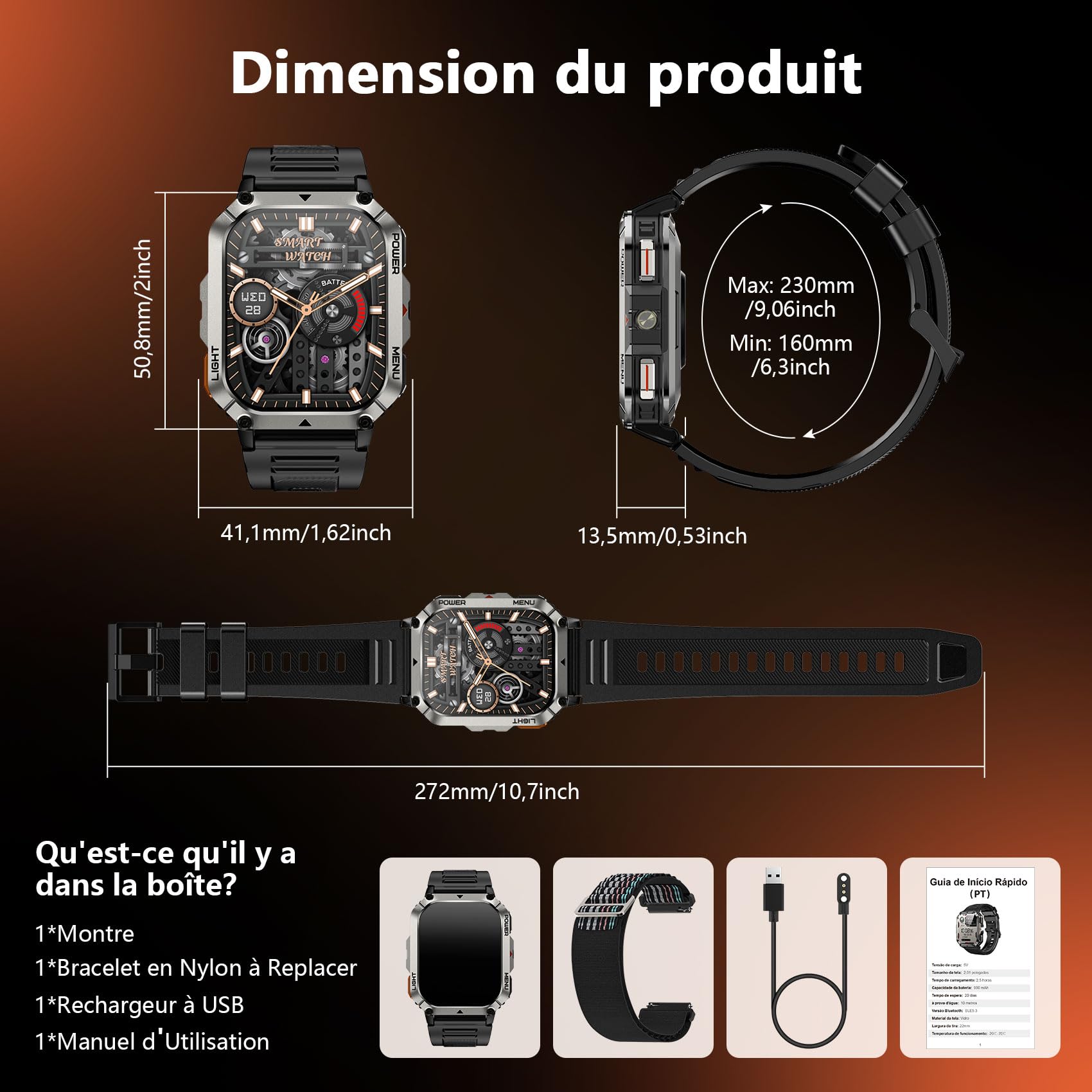Blackview Montre Connectée Homme avec 100 j Autonomie, Montre Homme Boussole et Lampe Torche, Appels Bluetooth, Smartwatch Surveillance Fréquence Cardiaque et Sommeil, Compatible Android/iOS