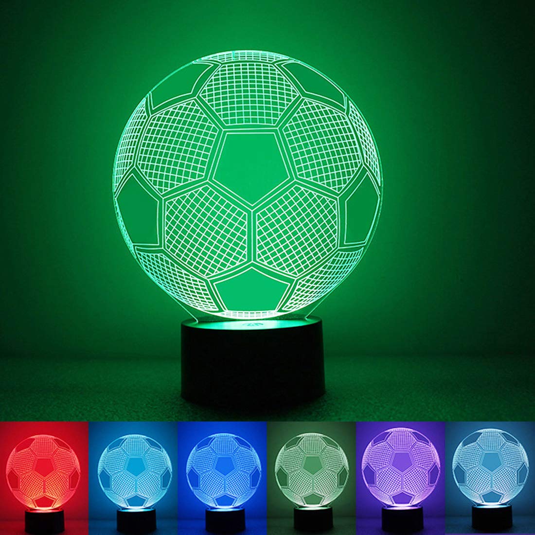 Cara 3D Illusion Football Lights Lamp Soccer Night Lights for Kids 7 LED Colors Changing Touch Table Desk Lamps Decorative Lighting Cool Toys Gifts Birthday Holiday Xmas Gifts Sports Theme Fans