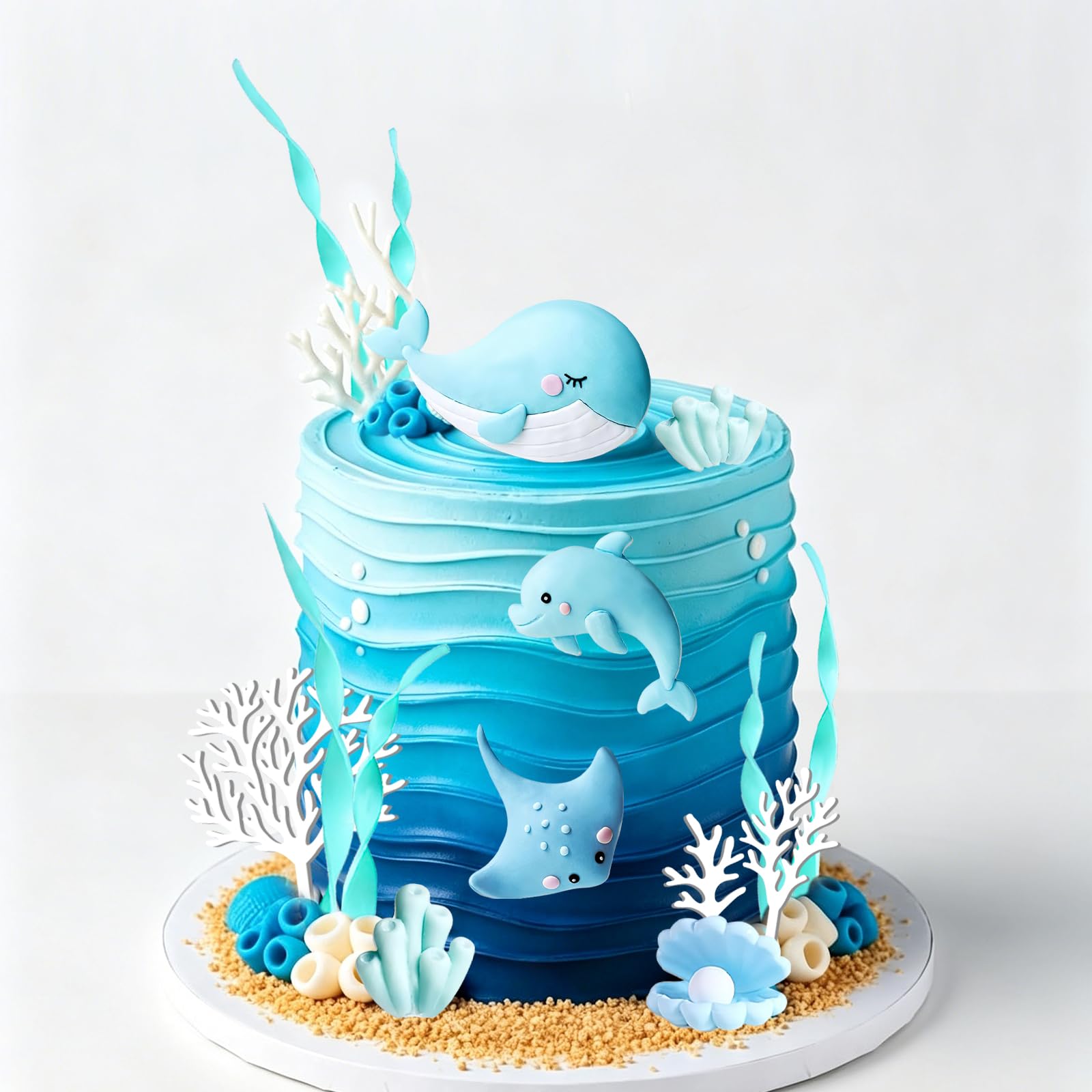 15pcs Underwater World Cake Topper,Ocean Animals Cake Topper,Decorazione Torta Mare,DecorazioniTorta Animali Marini