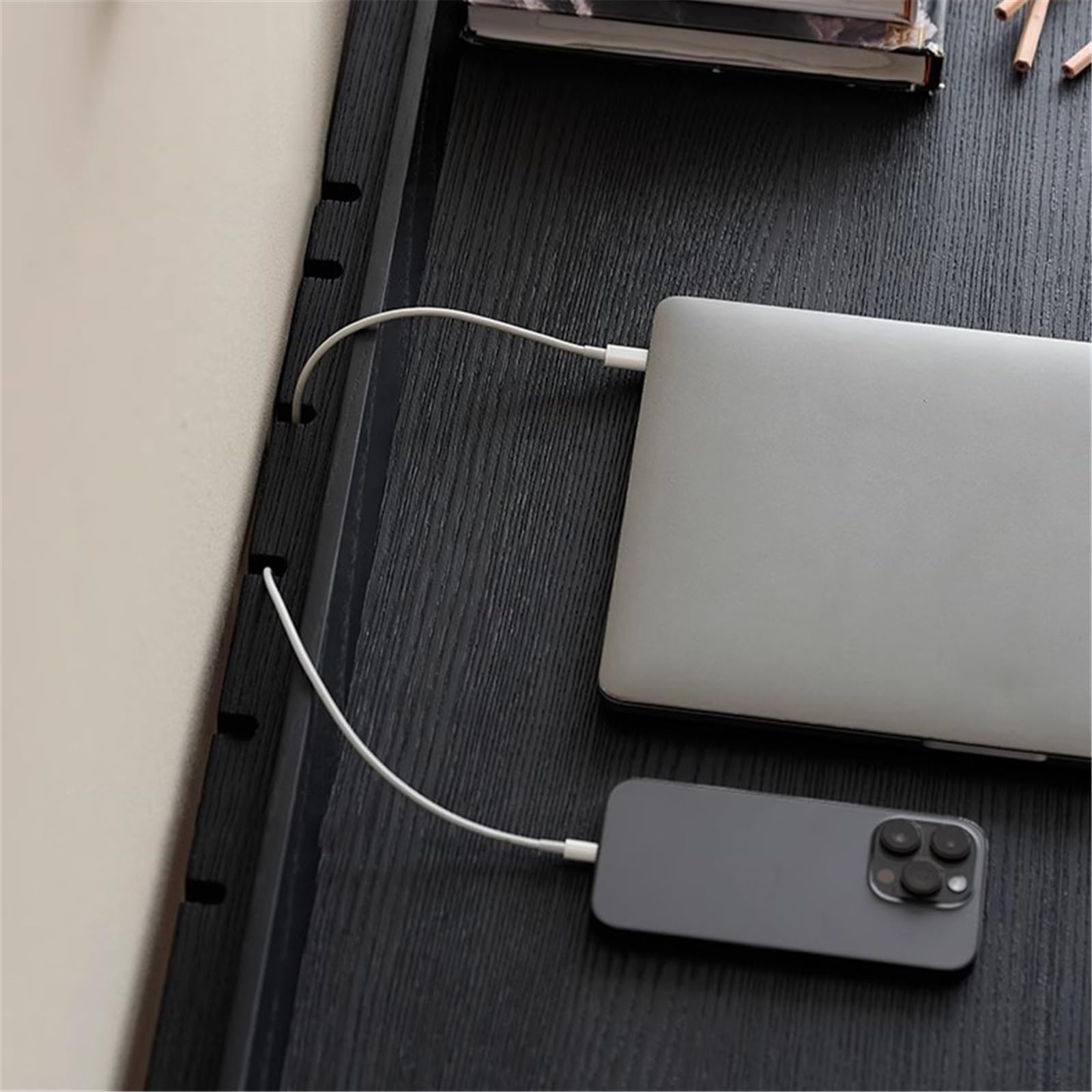 Scrivania da gioco moderna in legno di frassino massiccio con ripiani aperti, perfetta per computer portatili e PC, tavolo da gioco slish cuter per giocatori e ufficio domestico