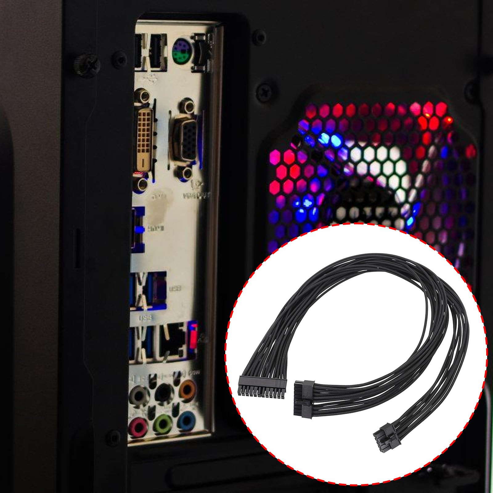 Cavo di alimentazione modulari piatto, 60 cm, 18 AWG, 10 pin + 18 pin a 24 pin, per sistemi informatici modulari di stabilità, cavo di alimentazione