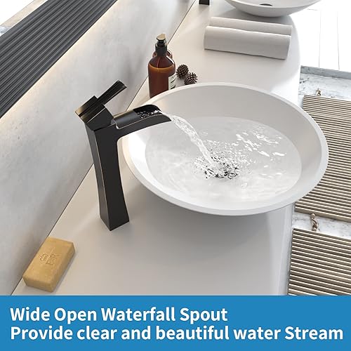 Miniatura 3 de BWE - Grifo de lavabo de bronce frotado con aceite sin desbordamiento y suministro de manguera, sin plomo, de una manija y un agujero, grifo de