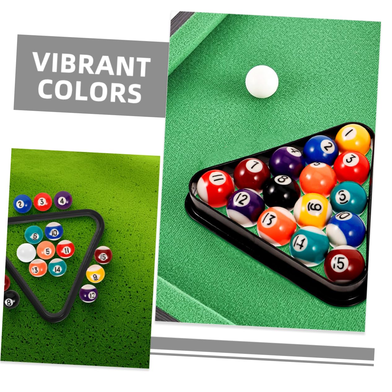 Sosoport Ensemble Mini Jeu de Table de Billard pour Garçon et Filles avec 17 Boules en Résine et Triangle Mini, Accessoires de Piscine Portables pour Usage Polyvalent la Maison Extérieur