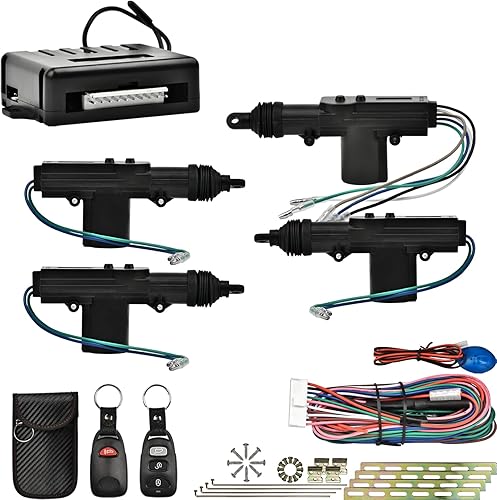 Kit universal de cerradura de puerta eléctrica para automóvil con 4 actuadores de cerradura de puerta de automóvil de 12 V, sistema de entrada sin