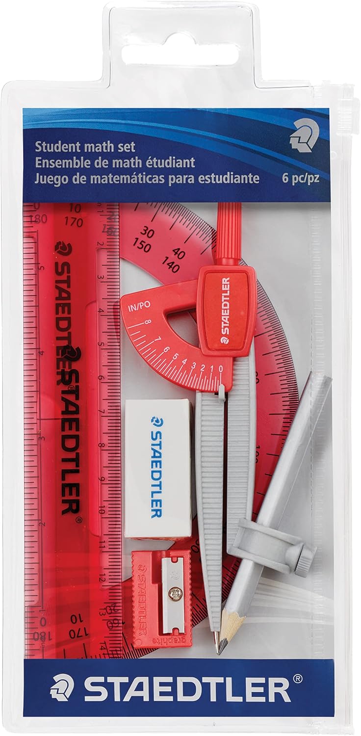 Staedtler Math Set, 6 Piece Zippered Pouch (557-50 WP6)
