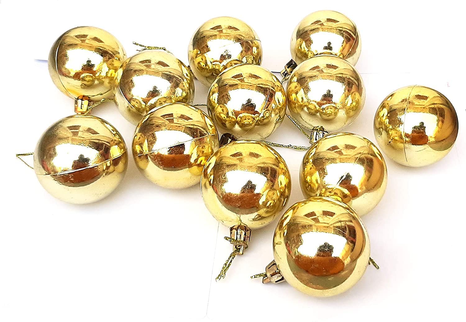 EPARTY-Christmas Set of 12P Mini Gold Shatterproof Christmas Balls Tree Ornaments Party Decoration,4CM