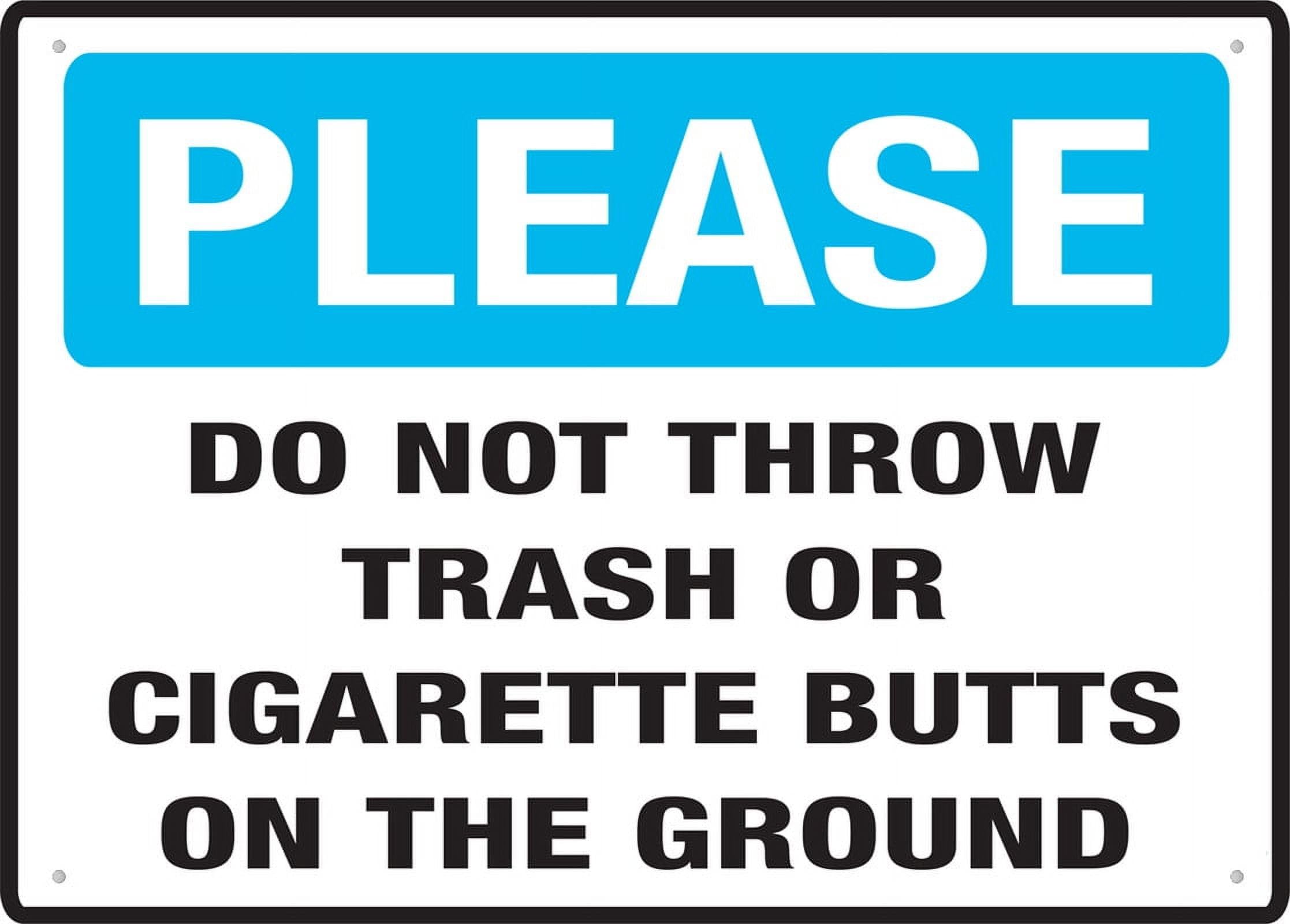 Peiyeety A01 Please Dothrow Trash Or Cigarette Butts On The Ground Metal Signs 12X8 Inch Rust Free Aluminum,Uv Ink Printing,Durable/Weatherproof Outdoor For Home