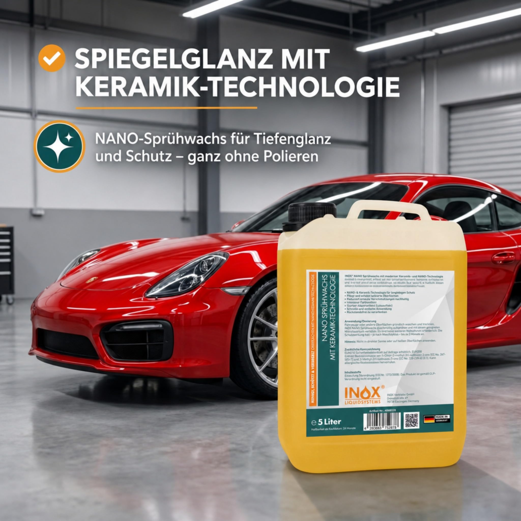 INOX® Sprühwachs – Premium Spray Wax mit Abperleffekt - Autopflege für Glanz & Schutz - Perfekte Lackpflege und Sprühversiegelung - Für alle Lacke geeignet (2 x 5L)