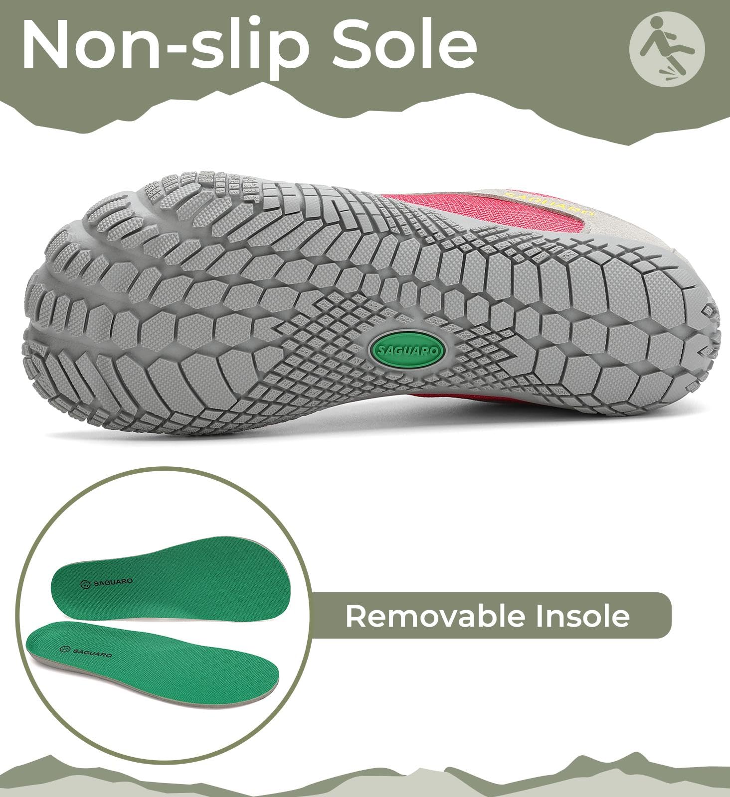 SAGUARO Chaussures Barefoot Homme Five Fingers Femme Minimaliste Running Trail Marche Adulte