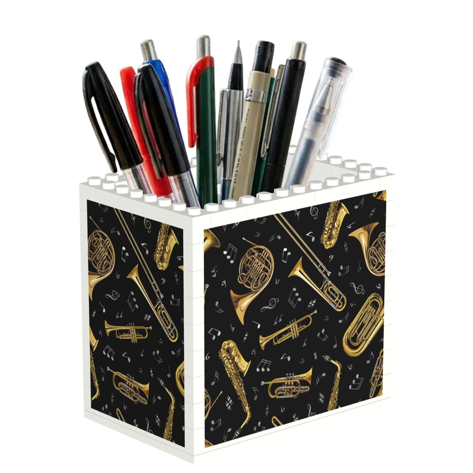 Poadnly Trumpet Musical Notes, Pen Pot Pencil Holder for Office Home School, Compact Desk Organiser for Office Stationery
