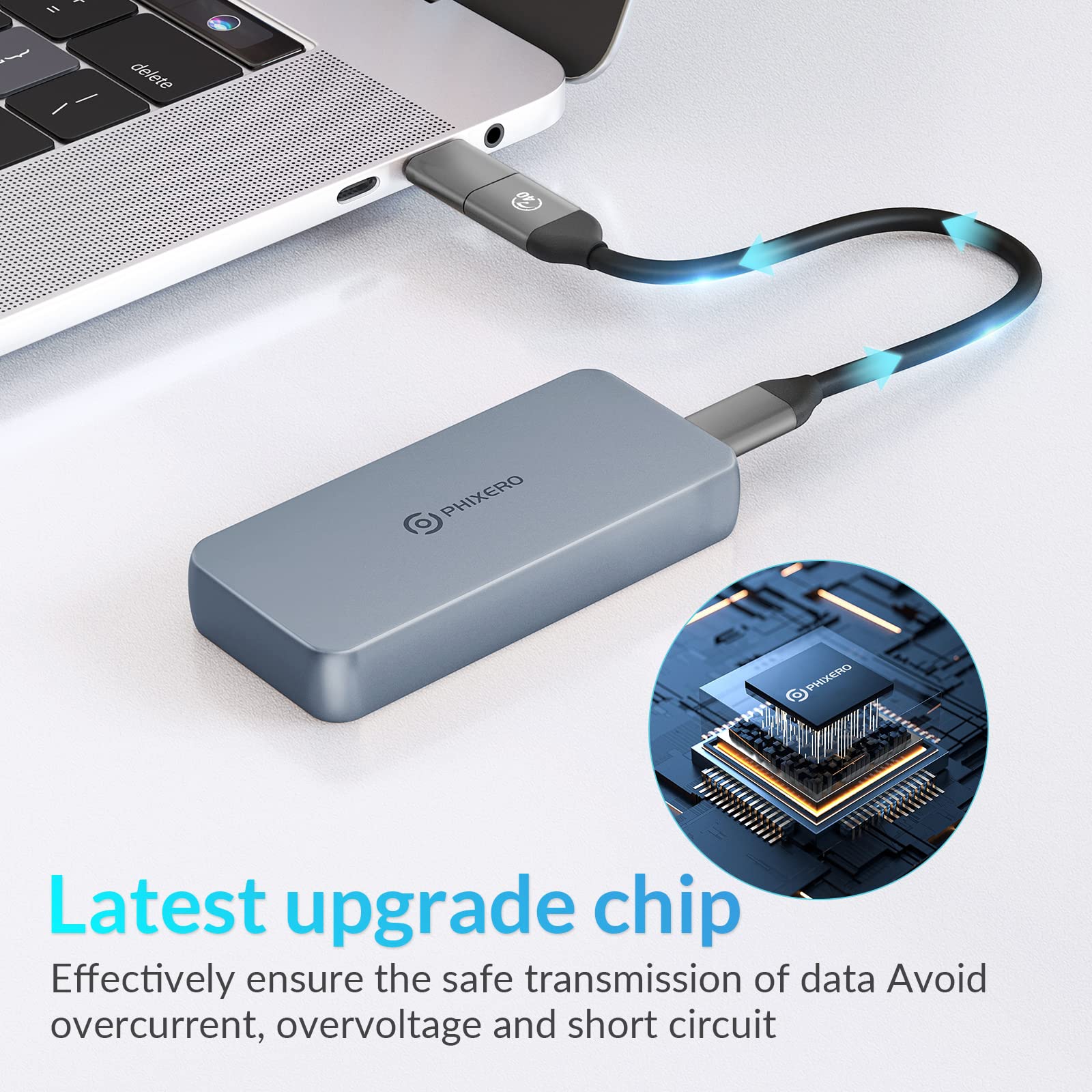 PHIXERO M.2 NVME SSD Enclosure,40Gbps, Gray