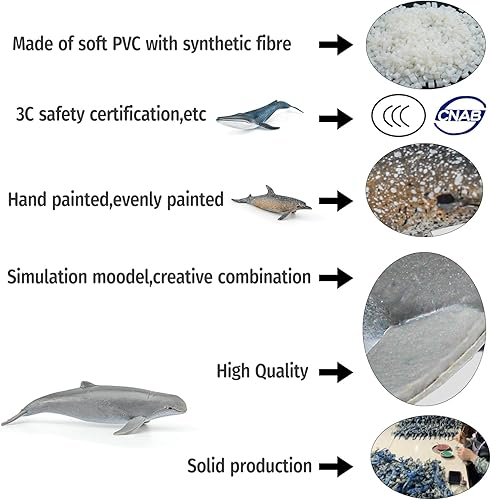 Miniatura 2 de Juego de 12 piezas de figuras de animales marinos del mar del océano, ballena, esperma, mini delfín, juguete de decoración de escritorio, colección