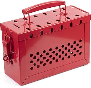 TRADESAFE Lockout Tagout Group Lock Box - Premium LOTO Group Box, 18 Gauge Steel Lockout Box, Red Lock Box for OSHA Compliant Group LOTO Procedures