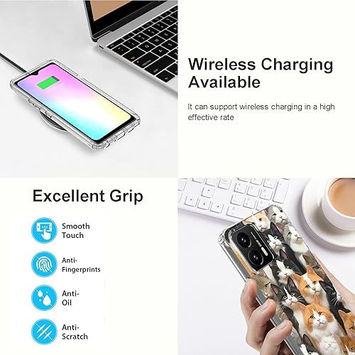 Miniatura 4 de Funda transparente para Motorola Moto G Stylus 5G 2023 con bonito patrón de gatos para mujeres y hombres, doble capa híbrida de poliuretano