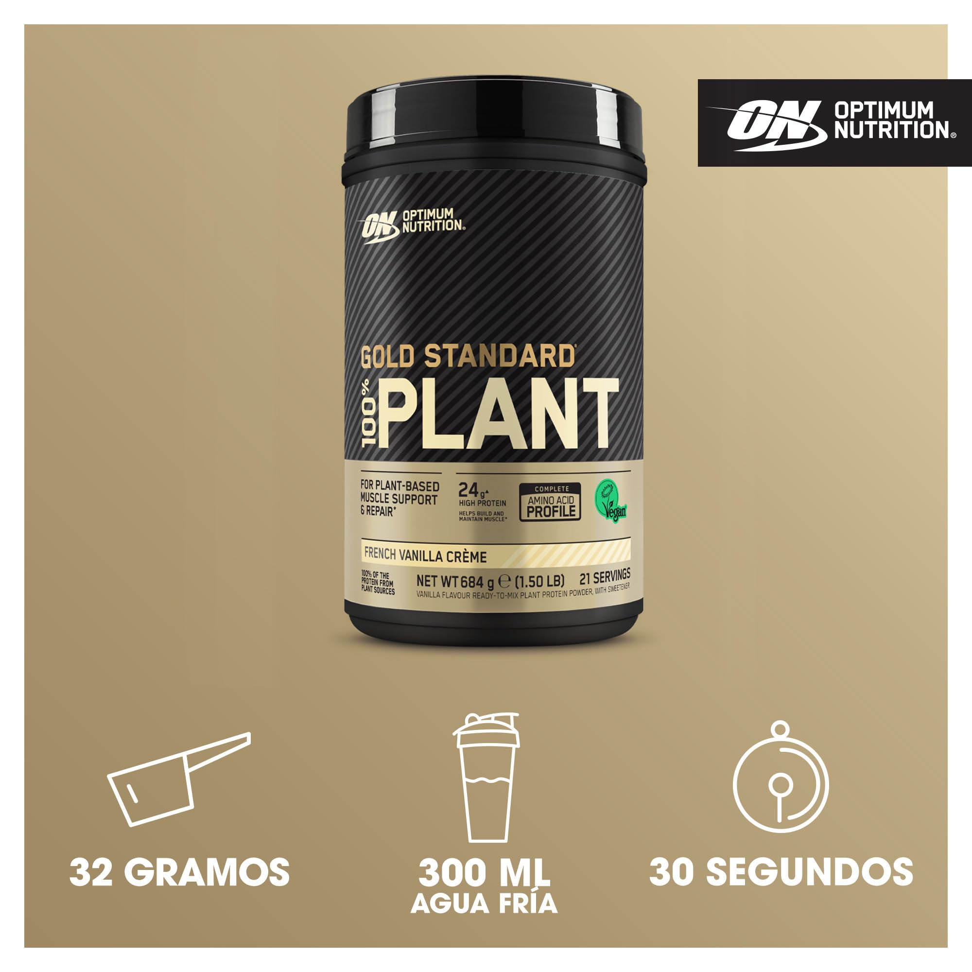 Optimum Nutrition Gold Standard Proteína en Polvo 100% Origen Vegetal para Hombres y Mujeres, para Batido Vegano, Vainilla, 684 g (el empaque puede diferir)