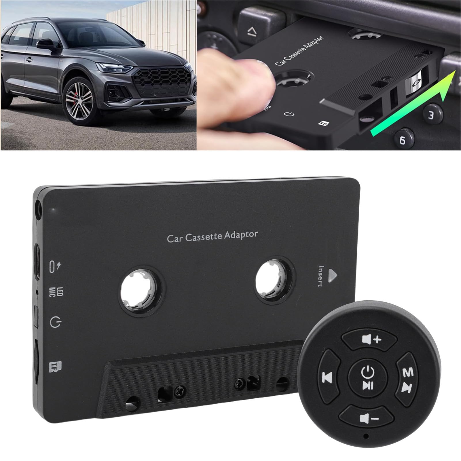 Topiky Récepteur de Cassette Audio Bluetooth de Voiture, Adaptateur de Cassette Audio de Voiture vers Auxiliaire, Adaptateur de Bluetooth pour Lecteur de Bande de avec