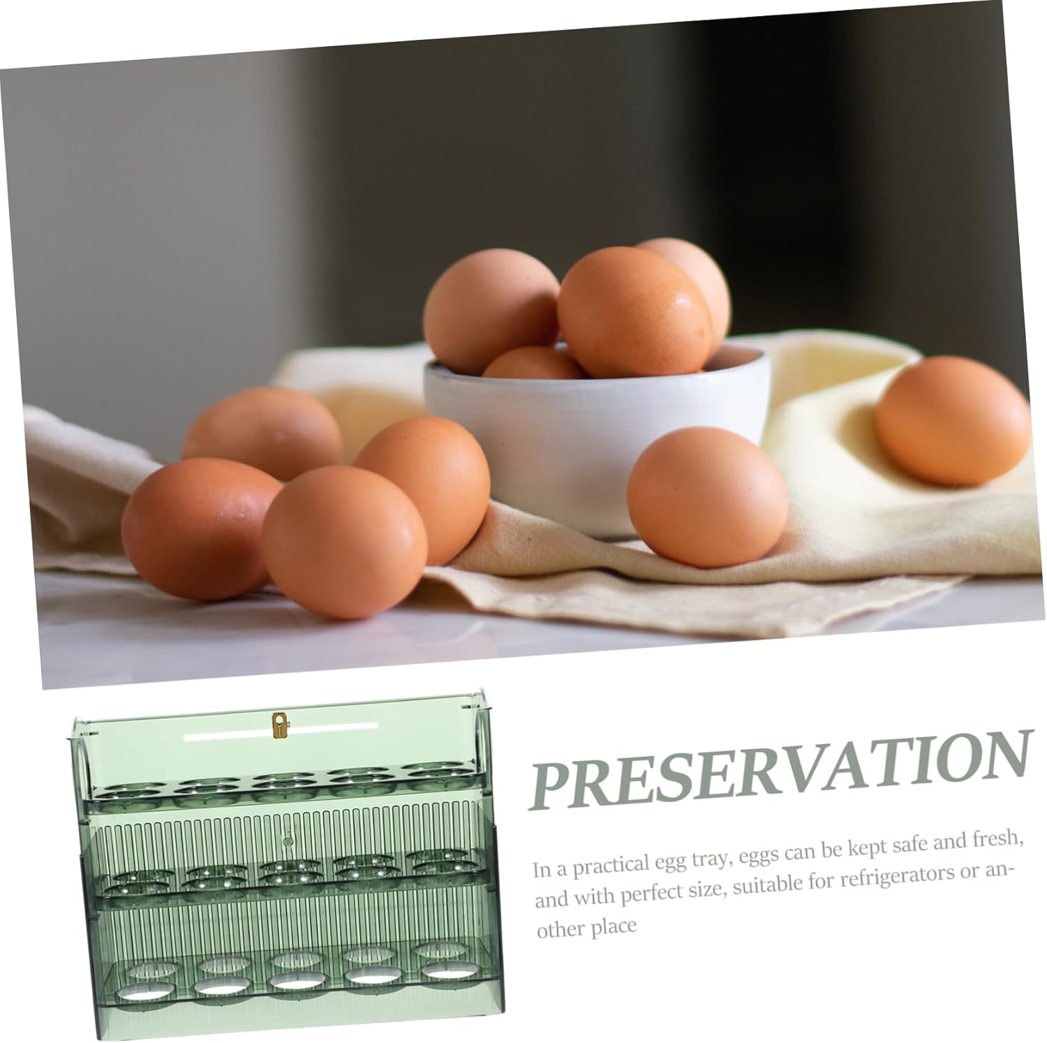 Alipis Egg Storage Container for Refrigerator Lift-Top Egg Holder Stackable Kitchen Organizer Plastic Space-Saving Design for Home Use