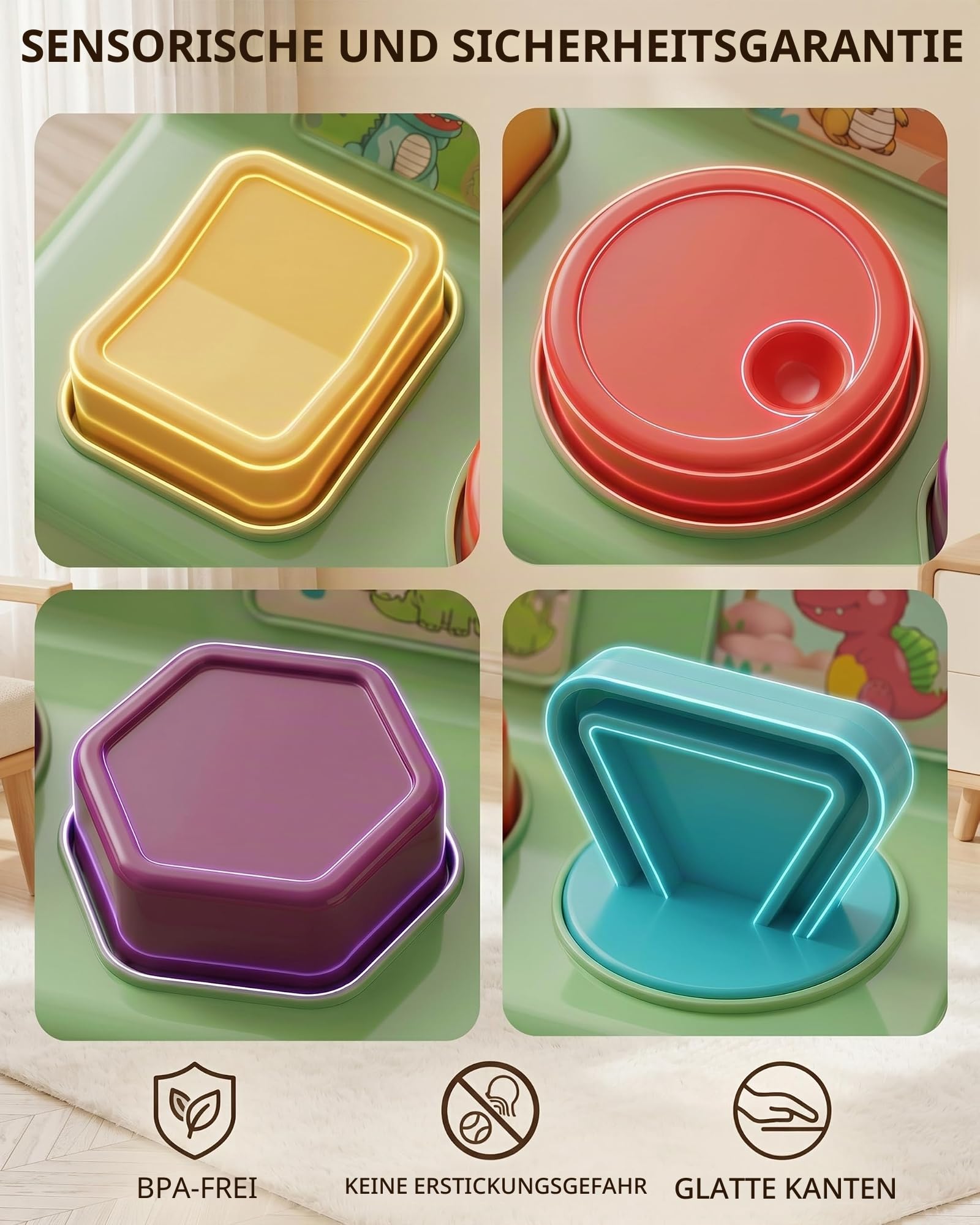 Baby Spielzeug ab 12 Monate, Pop Up Activity Spielzeug mit Dinosaurier, Motorikspielzeug ab 6 Mo. Frühe Entwicklung Ursache und Wirkung, Musikspielzeug Geschenke Spiel ab 1 2 Jahr Mädchen Junge
