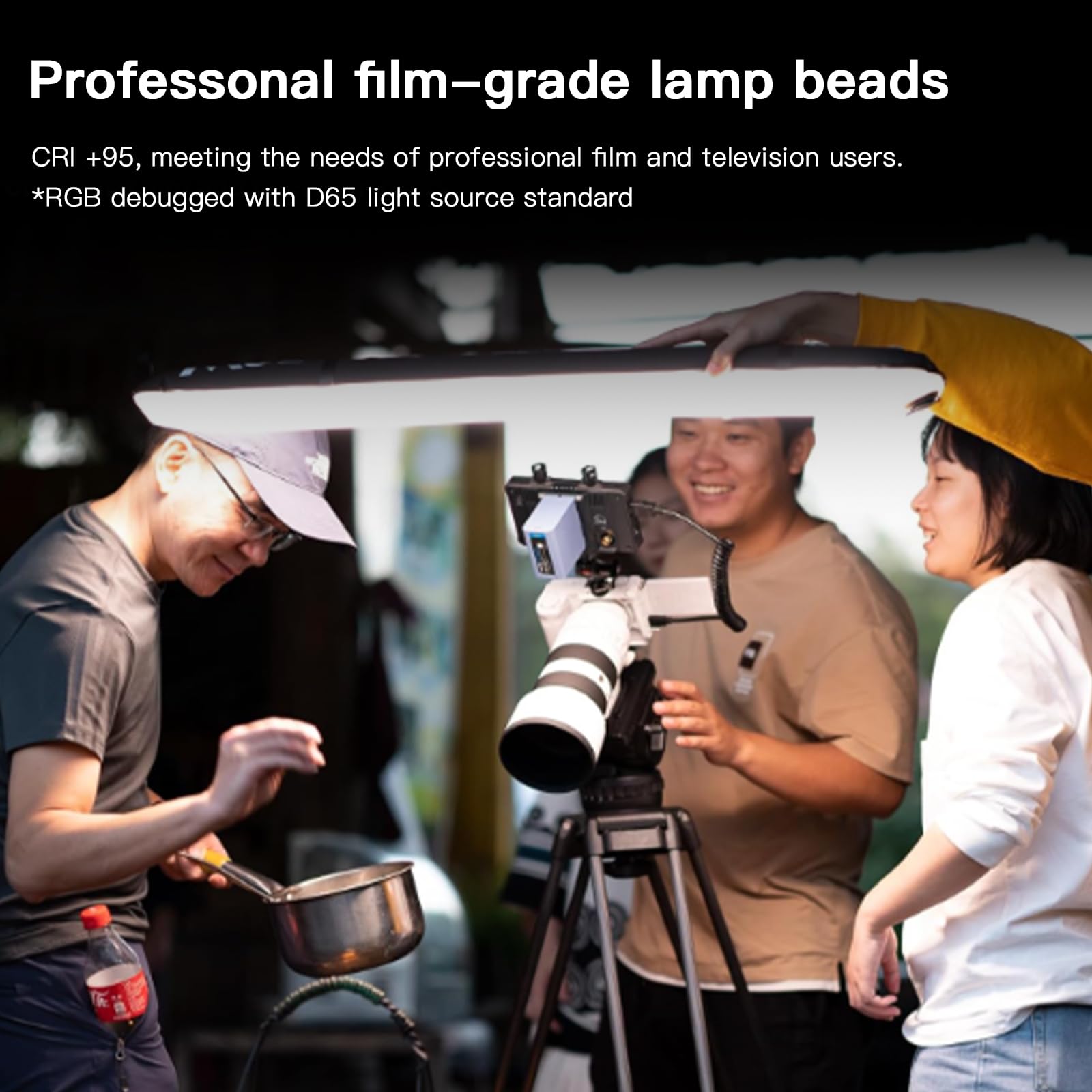INKEE Ręczna lampa wideo RGB 30 W, 90 cm (35,5 cala), przenośna, nadmuchiwana, wbudowany akumulator 5000 mAh, światło TPU, 300 lx, temperatura barwowa 2000K-10000K, CRI 95 RGB do fotografii i