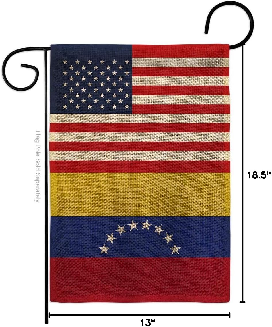 Venezuela US Friendship Burlap Burlap Garden Flag Regional USA American Alliance World Country Particular Area Small Decorative Gift Yard House Banner Double-Sided Made In 13 X 18.5