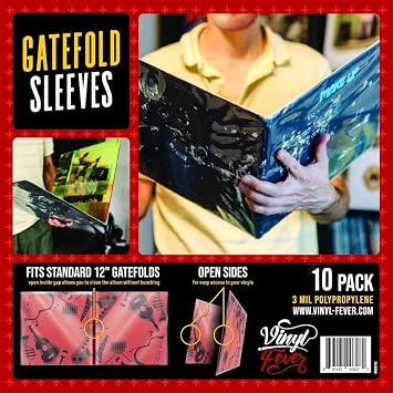 Gatefold Outer LP Sleeves for 12 Inch Vinyl Record Storage | 3 Mil Thick Poly Clear Record Sleeves with Easy Access to Records in Vinyl Albums | Plastic Sleeve Protector 10 Pack