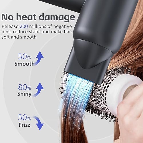 Miniatura 6 de Secador de pelo iónico de 1500 W, potente secador de pelo de 110,000 RPM para secado rápido, ligero y compacto con control térmico para el hogar y