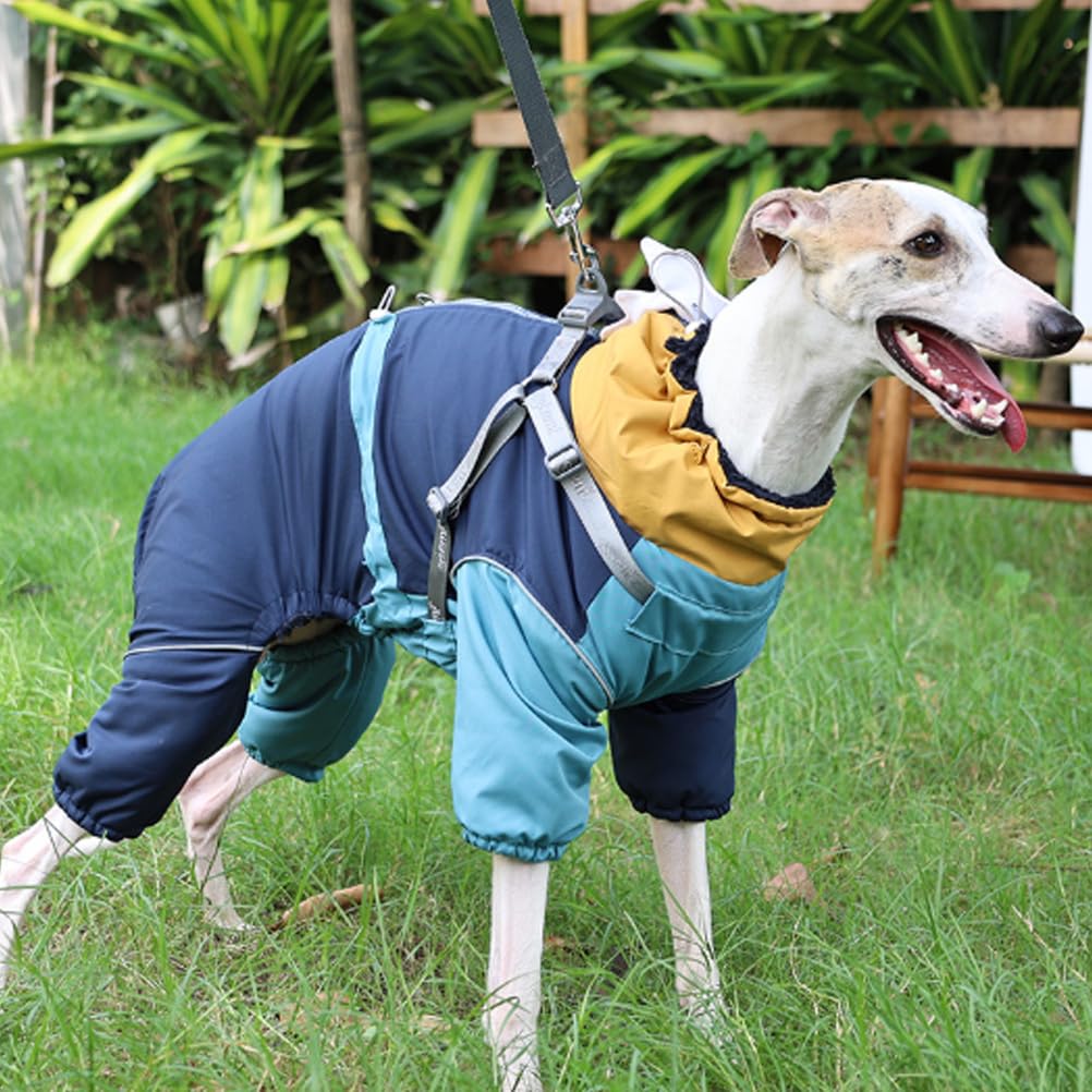 Ganzkörper-Wintermantel Für Hunde, Reflektierender Rollkragen-Hunde-Wintermantel Mit Geschirr, Warme Fleece-Hundejacke, Für Kleine, Mittelgroße Hunde,Blau,L