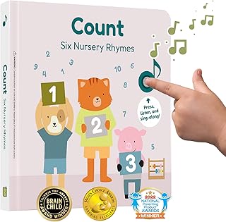 Cali's Books Count Sound Book for Toddlers 1-3 | Great Educational Book for 1 Year Old with 6 Nursery Rhymes | Musical Books for Toddlers with Counting Songs
