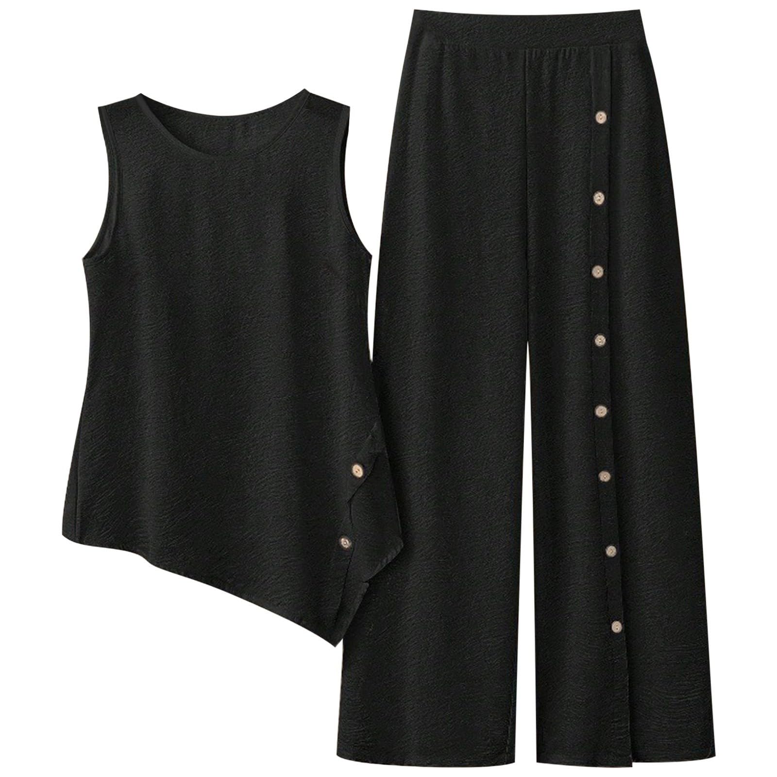 Generisch Conjunto de traje de mujer de 2 piezas, camiseta y pantalones, tallas grandes, festivo, elegante, informal, holgado, informal, ligero, fiesta, formal, ropa casual