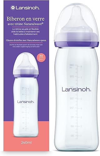 Biberon en verre Lansinoh NaturalWave 240 ml allaitement mixte