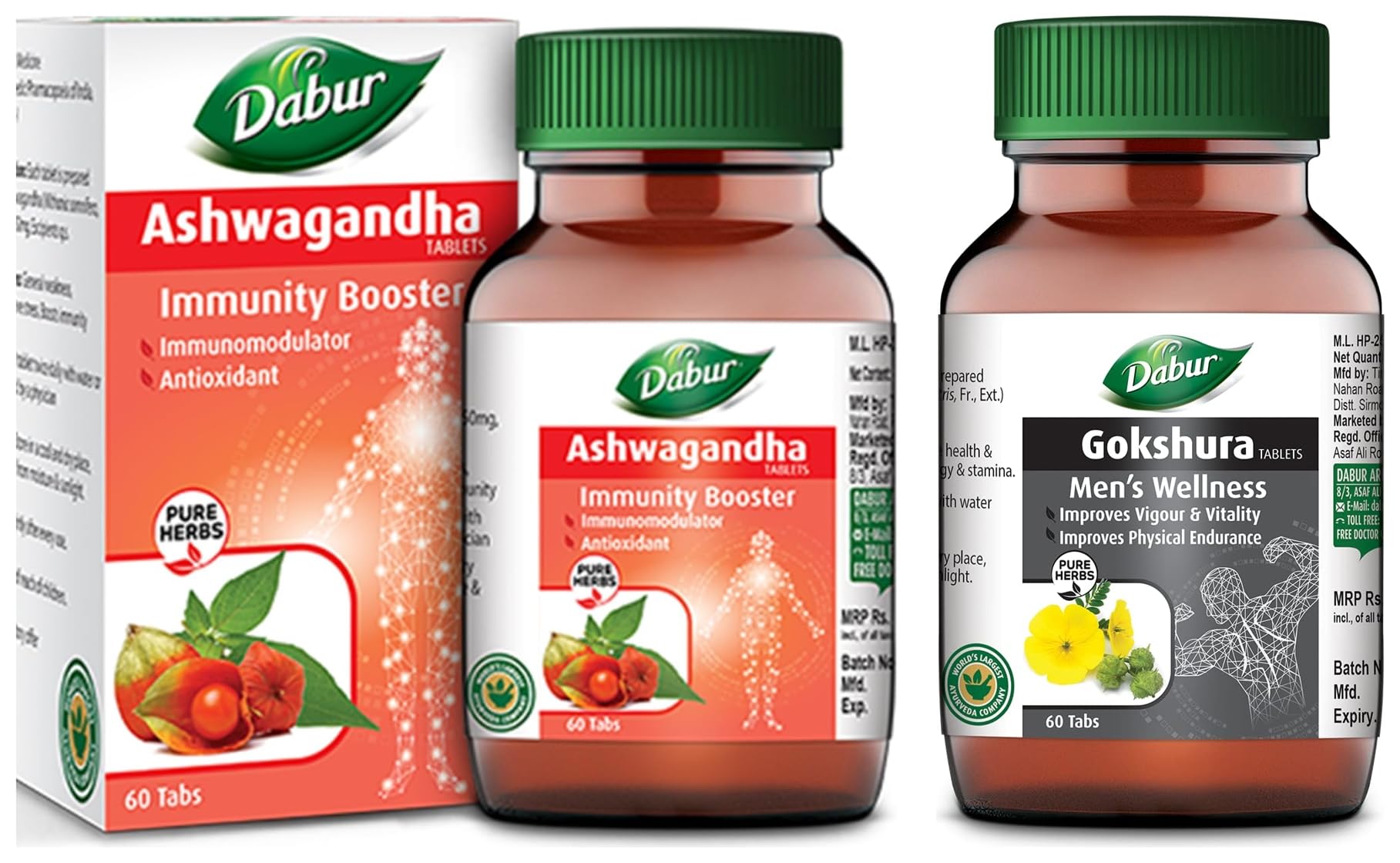 Dabur Gokshura Tablets - 60 Tablets | Boosts Vitality & Stamina | Supports Gut Health & Dabur Ashwagandha Tablets - 60 tabs COMBO (B0CHLY7LHT) Amazon Price History, Amazon Price Tracker