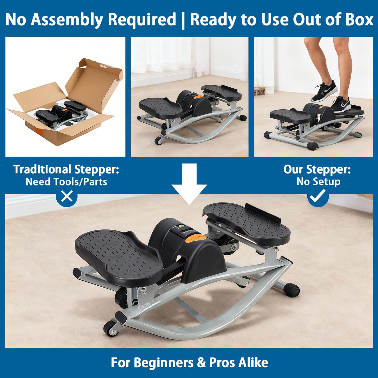 Side to Side Rock Stepper, Mini Exercise Machine with Digital Display for Legs & Po, Full Body Workout at Home