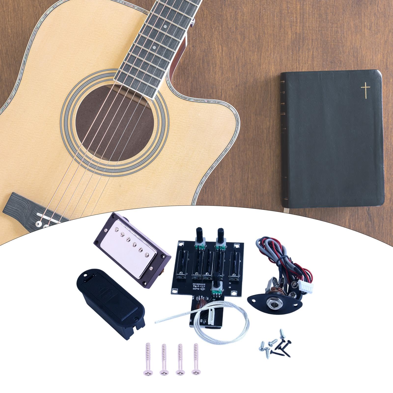 Generic Système de guitare avec prise piézoélectrique - 4 bandes - Facile à installer - Convient pour les guitaristes - Pour répétition et radiodiffusion - BS02